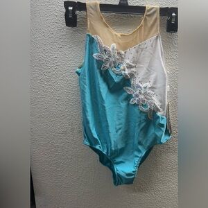 Turquoise and Cream Kids One Piece